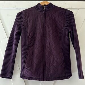 Women’s craft & borrow petite medium zip up quilted sweater jacket